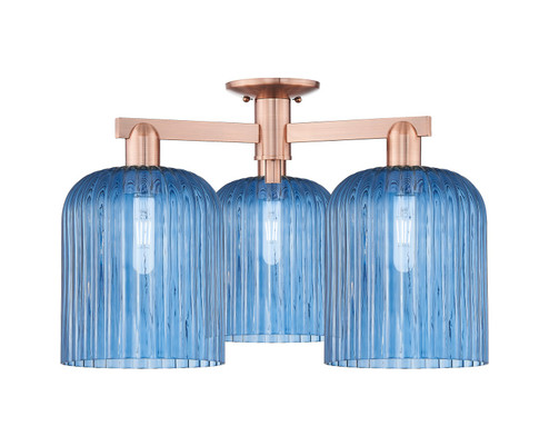 Arcadia Three Light Semi-Flush Mount in Antique Copper (405|716-3F-AC-G559-8BL)
