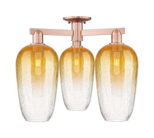 Arcadia Three Light Semi-Flush Mount in Antique Copper (405|716-3F-AC-G484-7AM)
