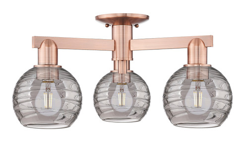 Arcadia Three Light Semi-Flush Mount in Antique Copper (405|716-3F-AC-G1213-6SM)