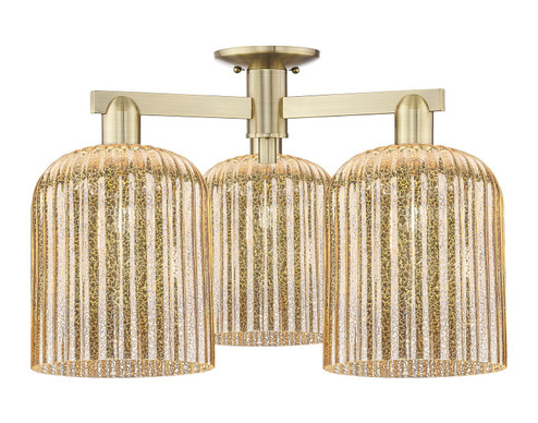 Arcadia Three Light Semi-Flush Mount in Antique Brass (405|716-3F-AB-G559-8ME)