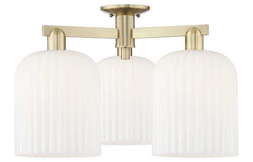 Arcadia Three Light Semi-Flush Mount in Antique Brass (405|716-3F-AB-G559-8GWH)