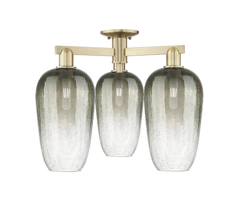Arcadia Three Light Semi-Flush Mount in Antique Brass (405|716-3F-AB-G484-7SL)