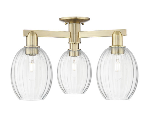 Arcadia Three Light Semi-Flush Mount in Antique Brass (405|716-3F-AB-G459-6CL)