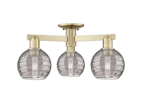 Arcadia Three Light Semi-Flush Mount in Antique Brass (405|716-3F-AB-G1213-6SM)