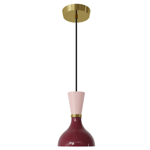 Clare One Light Pendant in Modern Brass w/Sugar Plum, Rose Water Painted (165|SM01RW)