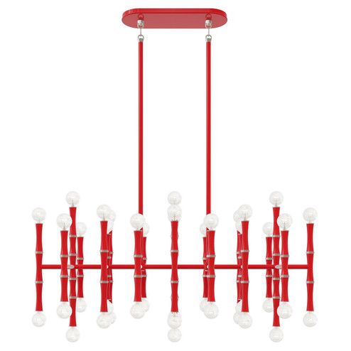 Kane 42 Light Chandelier in Ruby Red w/Polished Nickel (165|RR78)