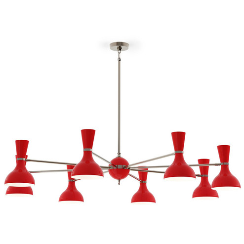 Clare Eight Light Chandelier in Polished Nickel w/Ruby Red Painted (165|RR09RR)