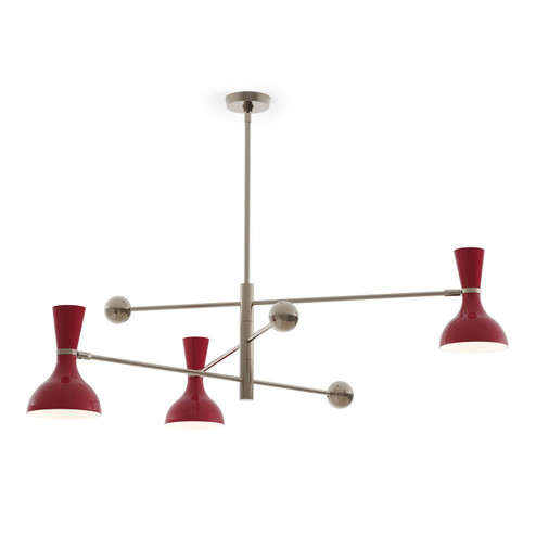 Clare Three Light Pendant in Polished Nickel w/Oxblood Painted (165|OX11OX)