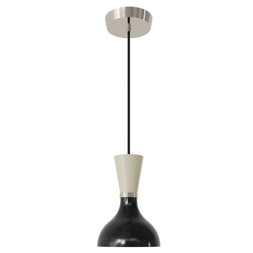 Clare One Light Pendant in Polished Nickel w/Obsidian, Bone Painted (165|OS02BN)