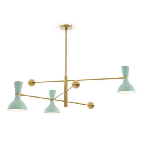 Clare Three Light Pendant in Modern Brass w/Mint Painted (165|MN10MN)