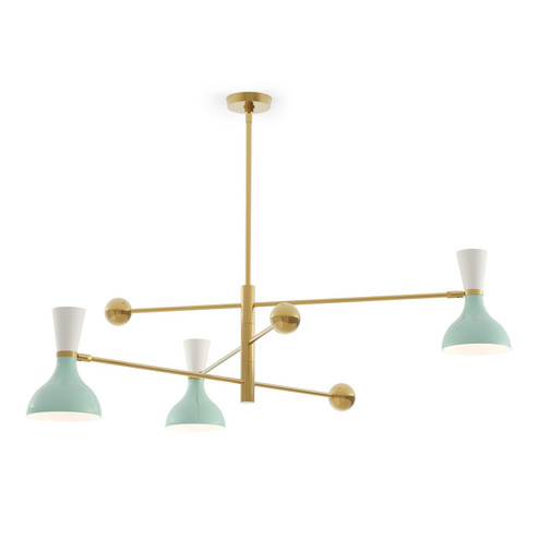Clare Three Light Pendant in Modern Brass w/Mint, Lily Painted (165|MN10LY)