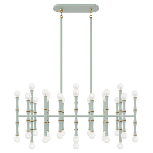 Kane 42 Light Chandelier in Matte Celadon w/Modern Brass (165|MCL77)