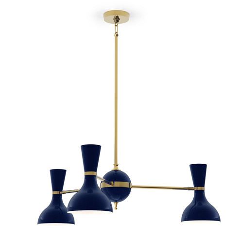 Clare Three Light Chandelier in Modern Brass w/Midnight Blue Painted (165|MB03MB)