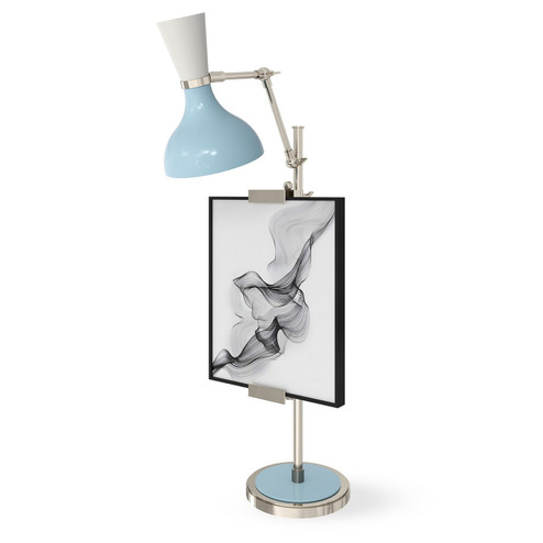 Clare One Light Table Easel in Polished Nickel w/Baby Blue, Lily Painted (165|BB15LY)
