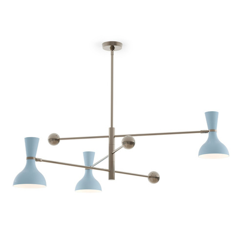 Clare Three Light Pendant in Polished Nickel w/Baby BluePainted (165|BB11BB)