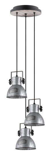 Barnstaple Three Light Pendant in Black & Bleached Wood (217|49647A)