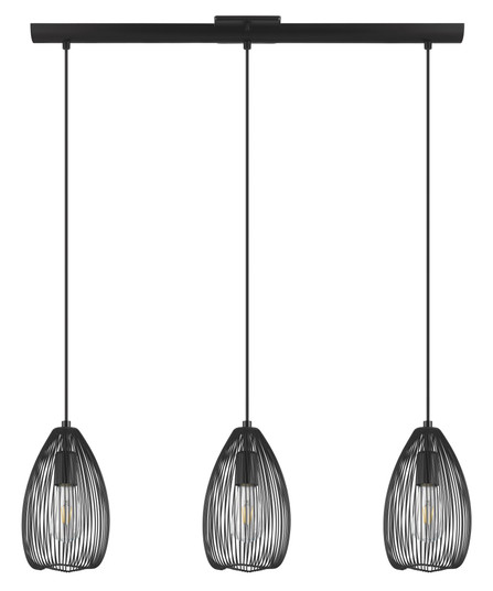 Clevedon Three Light Linear Pendant in Black (217|49142A)