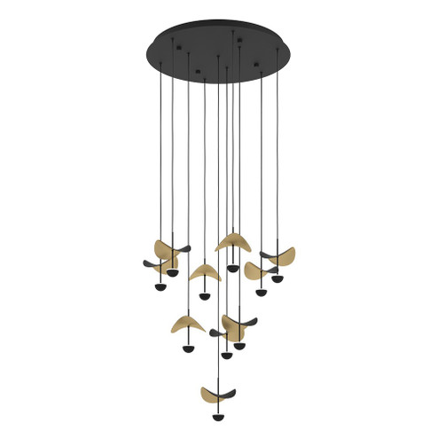 Dracera LED Pendant in Black & Gold Leaf (217|390339A)