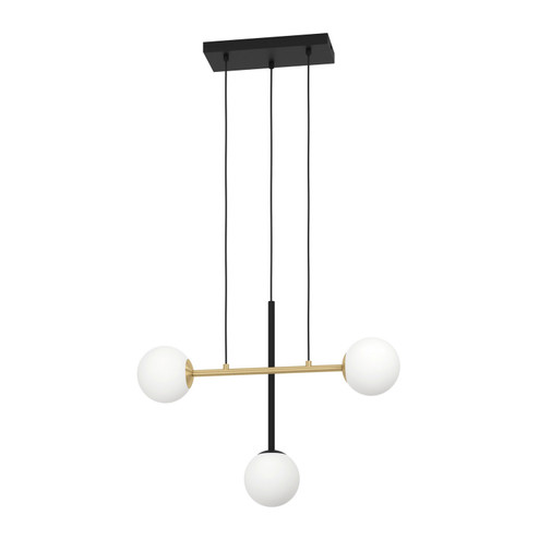 Paz Three Light Linear Pendant in Black / Brushed Gold (217|390177A)