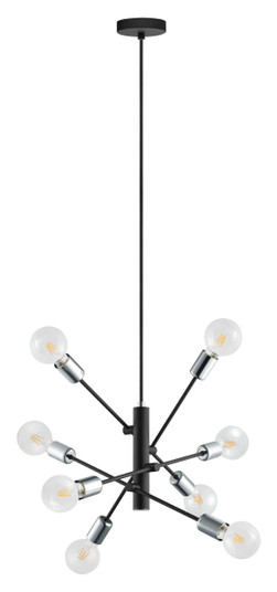 Gradoli Eight Light Pendant in Black & Chrome (217|203386A)