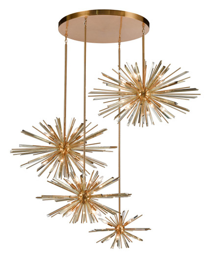 Palisades Ave. 34 Light Chandelier in Aged Brass With Champagne Glass (192|HF8404-AB)