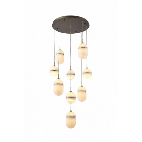 Sedona Nine Light Pendant in Alabaster / Aged Brass (192|HF2909-AB)
