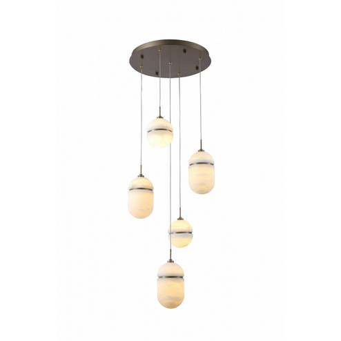 Sedona Five Light Pendant in Alabaster / Aged Brass (192|HF2905-AB)