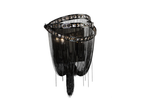 Wilshire Blvd. Two Light Wall Sconce in Black Chrome / Smoke Crystal (192|HF1607-BLK)