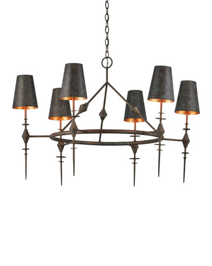 Anselm Six Light Chandelier in Verde Bronze/Contemporary Gold (142|9000-1311)