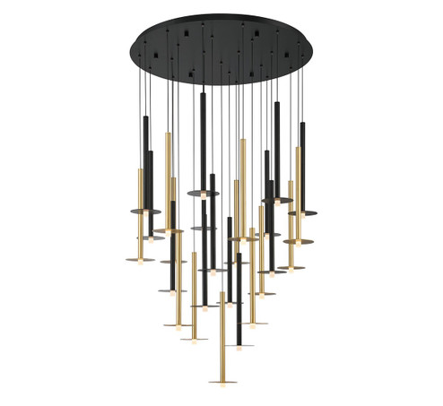 Piatto LED Chandelier in Matte Black and Brushed Gold (541|12105-023)