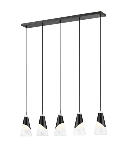 Aimie Five Light Linear Chandelier in Matte Black (224|828P6-5L-MB)