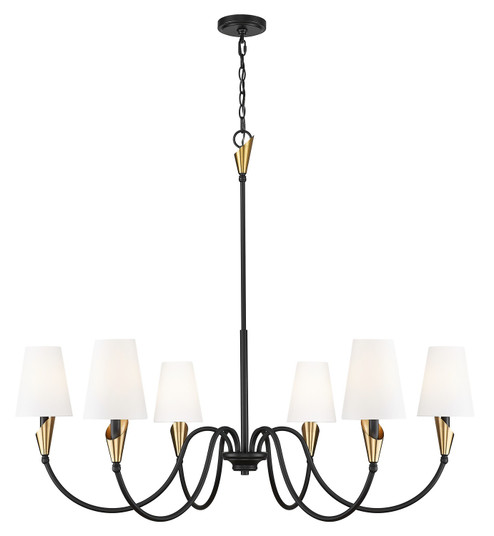 Claudelle Six Light Chandelier in Matte Black + Modern Gold (224|4014-46MB-MGLD)