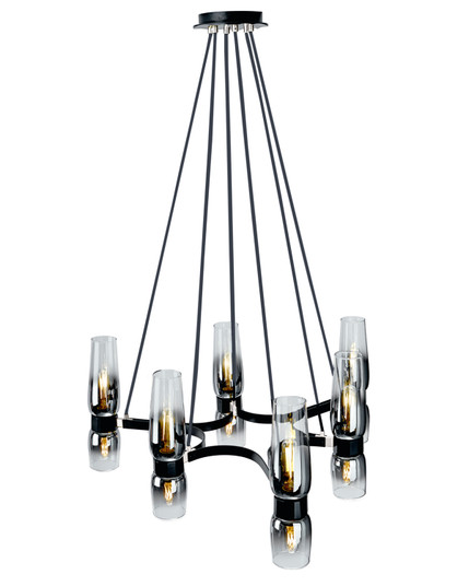 Flame 12 Light Chandelier in Matte Black With Chrome (185|9775-MBCH-CLGR)