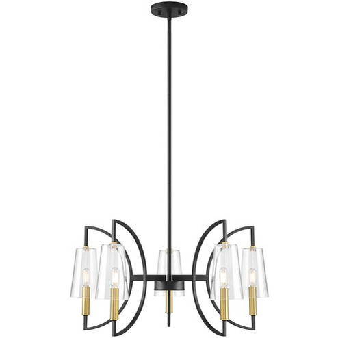 Hanley Five Light Chandelier in Matte Black and Warm Brass (51|1-7169-5-143)