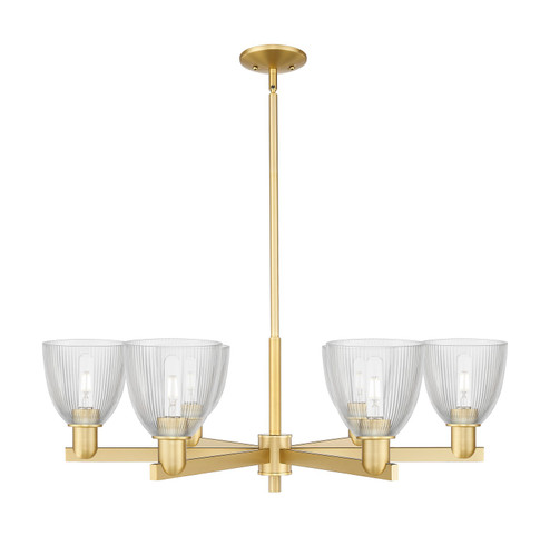 Arcadia Six Light Chandelier in Satin Gold (405|716-6CR-SG-G382)