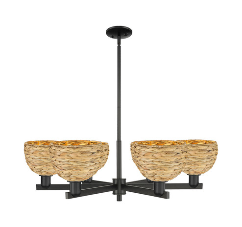 Arcadia Six Light Chandelier in Matte Black (405|716-6CR-BK-RBD-8-NAT)