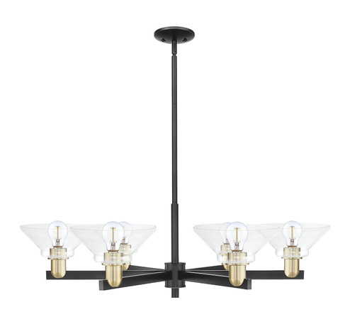 Arcadia Six Light Chandelier in Black Antique Brass (405|716-6CR-BAB-G132)