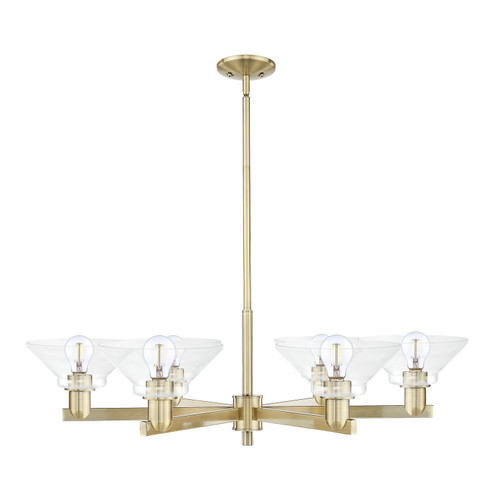 Arcadia Six Light Chandelier in Antique Brass (405|716-6CR-AB-G132)