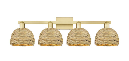 Arcadia Four Light Bath Vanity in Satin Gold (405|716-4W-SG-RBD-8-NAT)
