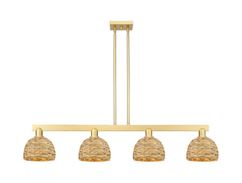Arcadia Four Light Island Pendant in Satin Gold (405|716-4I-SG-RBD-8-NAT)