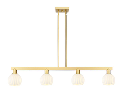 Arcadia Four Light Island Pendant in Satin Gold (405|716-4I-SG-G1217-6WV)