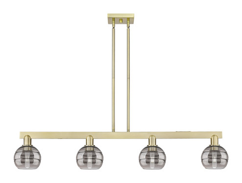 Arcadia Four Light Island Pendant in Antique Brass (405|716-4I-AB-G556-6SM)