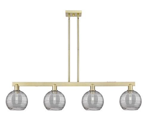 Arcadia Four Light Island Pendant in Antique Brass (405|716-4I-AB-G1213-8SM)