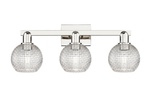 Arcadia Three Light Bath Vanity in Polished Nickel (405|716-3W-PN-G122C-6CL)