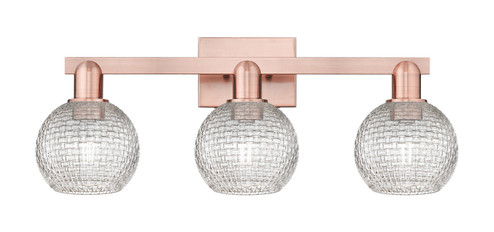 Arcadia Three Light Bath Vanity in Antique Copper (405|716-3W-AC-G122C-6CL)