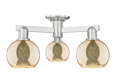 Arcadia Three Light Semi-Flush Mount in Brushed Satin Nickel (405|716-3F-SN-G128-6)