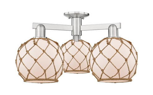 Arcadia Three Light Semi-Flush Mount in Brushed Satin Nickel (405|716-3F-SN-G121-8RB)