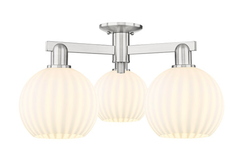 Arcadia Three Light Semi-Flush Mount in Brushed Satin Nickel (405|716-3F-SN-G1217-8WV)