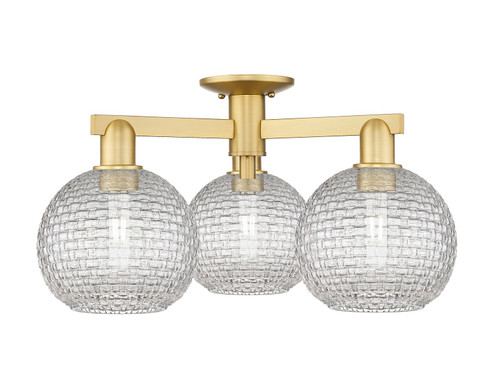 Arcadia Three Light Semi-Flush Mount in Satin Gold (405|716-3F-SG-G122C-8CL)