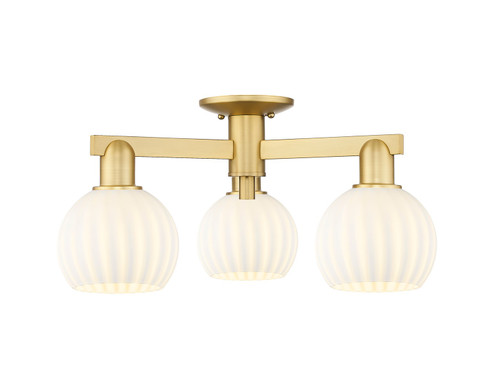 Arcadia Three Light Semi-Flush Mount in Satin Gold (405|716-3F-SG-G1217-6WV)
